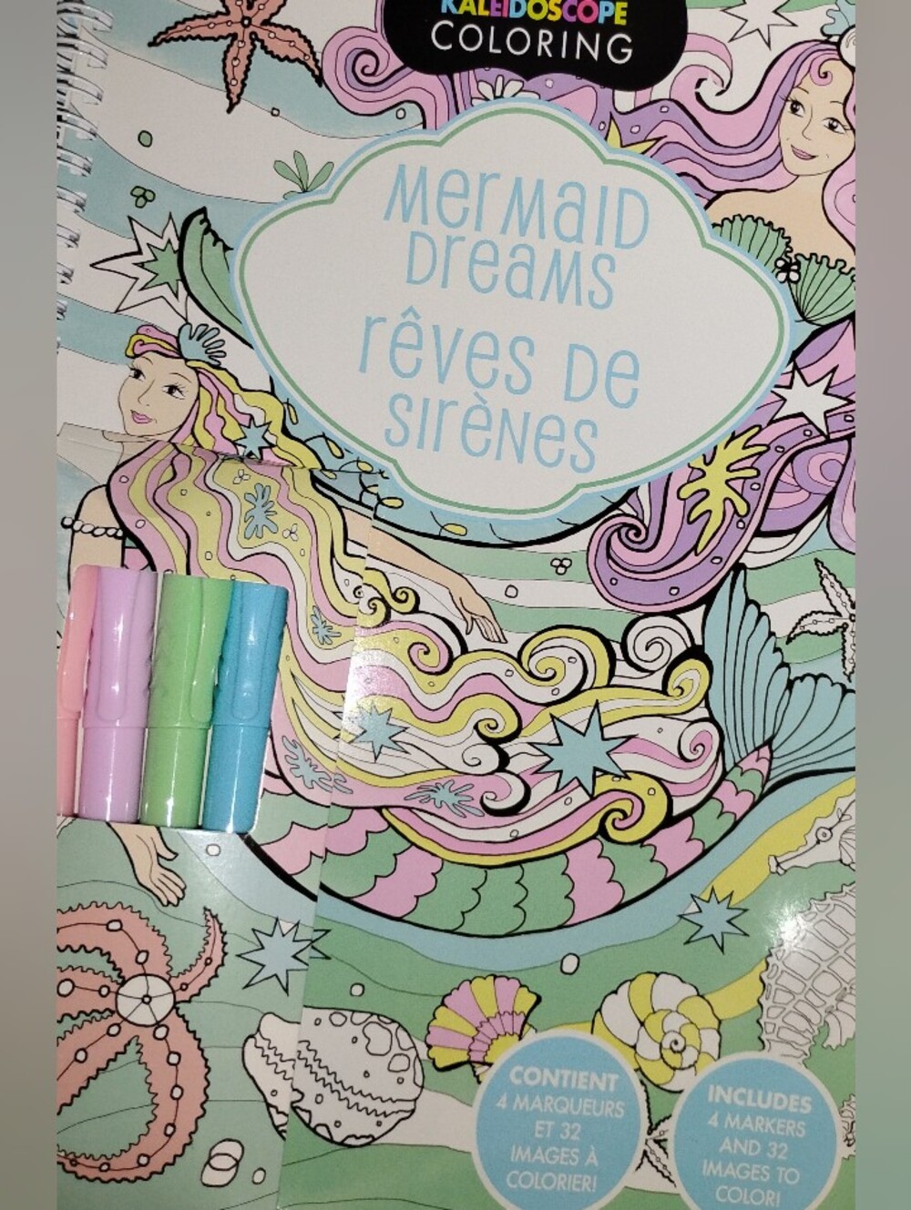Mermaid Dreams Coloring Set – Pastel Pink, Green, Blue